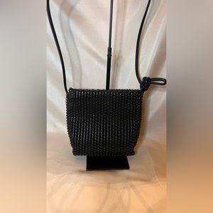 Black Basket Weave Nine West Crossbody Bag